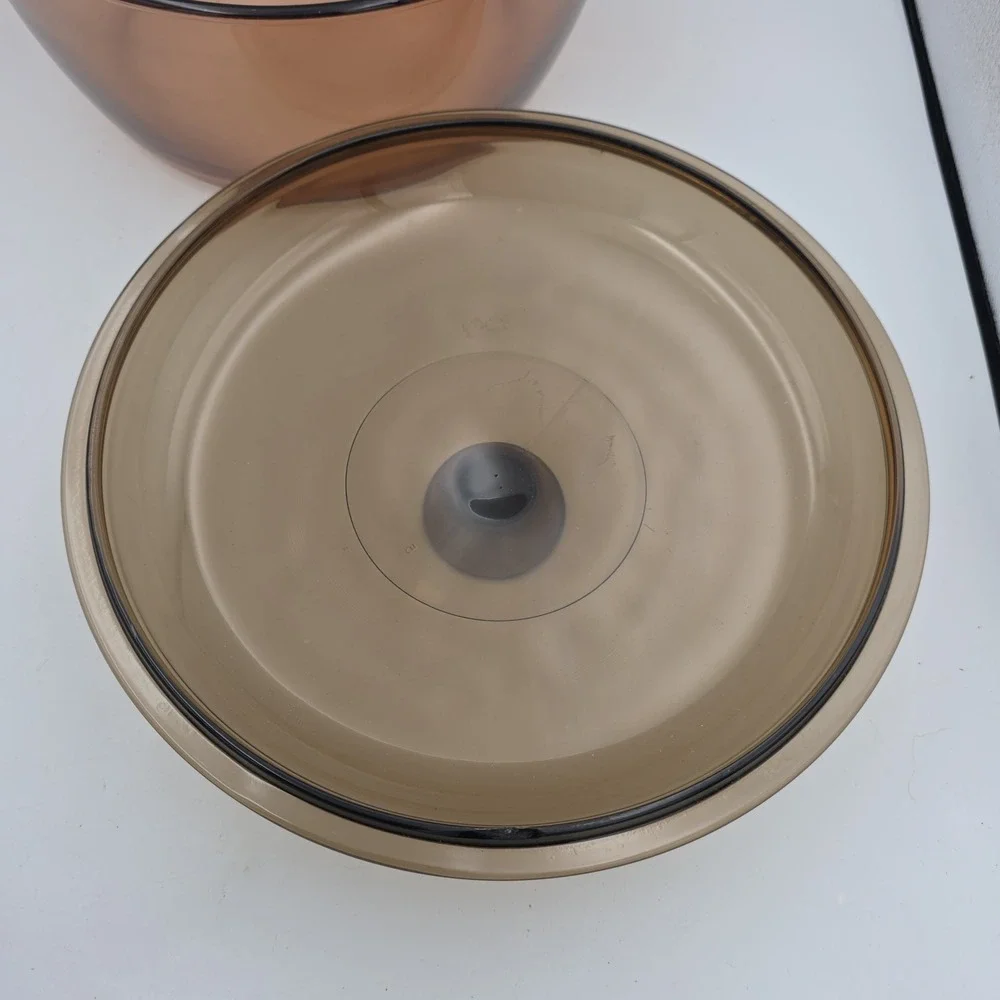 Corning Visions Ware Dutch Oven Stock Pot 4.5L PYREX Lid Amber Glass READ